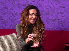 Voyeur femdom busty British MILF teases guy who jerks cock