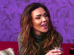 Voyeur femdom busty British MILF teases guy who jerks cock