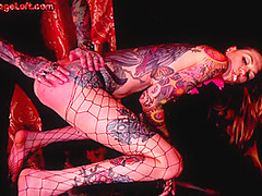 BDSM tattooed babe spanked and whipped in voyeuristic public