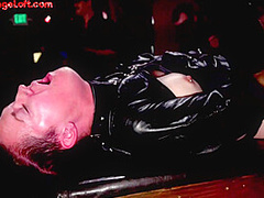 BDSM submissive lady spanked and pussytoyed in public