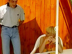 A Hot Blonde Babe From Germany Gets Fucked Hard In The Backyard