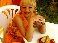 A Hot Blonde Babe From Germany Gets Fucked Hard In The Backyard
