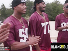 Blacks On Blondes In College Cheerleader Gangbanged By Entire Rival Football Team