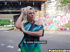 Public MILF fucked by big white dick in wet pussy hole