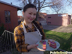 Public Asian bae fucked in missionary by nasty dick