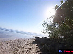 Amateur Thai girlfriend sex on the beach somewhere in the Philippines