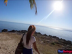 Amateur Thai girlfriend sex on the beach somewhere in the Philippines