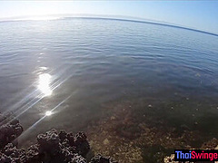 Amateur Thai girlfriend sex on the beach somewhere in the Philippines
