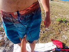 Amateur Thai girlfriend sex on the beach somewhere in the Philippines