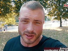 German blonde tattoo fitness slut picked up on street