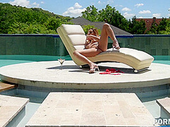 Russian Beauty's Sexy Solo Adult Swim - Wet Pussy gets Dildo - PornWorld