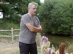 CFNM outdoor BJ British ladies suck cock in group blowjob