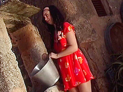 Dark Haired German Babe Gets Her Trimmed Pussy Smashed Outdoors