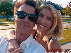 Blonde skinny teen model picked up for real Date in Germany