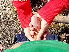 Skinny Teen Masturbate Handjob My Horny Dick Outdoor In The Wood 7 Min