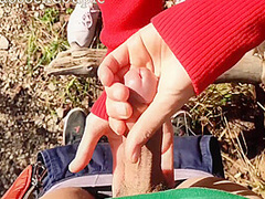 Skinny Teen Masturbate Handjob My Horny Dick Outdoor In The Wood 7 Min