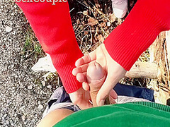 Skinny Teen Masturbate Handjob My Horny Dick Outdoor In The Wood 7 Min