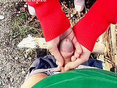 Skinny Teen Masturbate Handjob My Horny Dick Outdoor In The Wood 7 Min