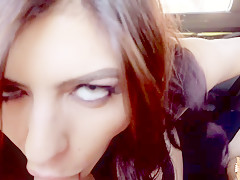 Audrey Royal tastes a huge cock and cum in the car