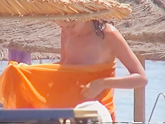 Adorable girl on greek beach