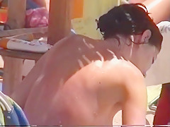 Adorable girl on greek beach