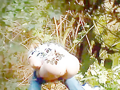 Girls pissing outdoor at festival