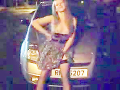 Slut fucking herself outside