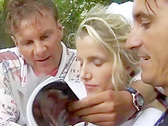 Retro Blonde Nurse DP Double Facial