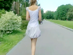 blonde girl - nude in public 2