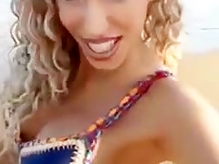 Anastasia giousef teasing at the beach 1