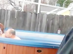 Sex in outdoor Jacuzzi