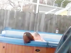 Sex in outdoor Jacuzzi