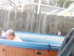 Sex in outdoor Jacuzzi