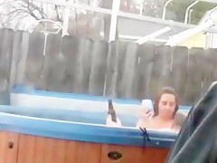 Sex in outdoor Jacuzzi