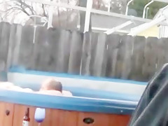 Sex in outdoor Jacuzzi