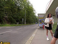 POV dirty public slut fucked outdoor by big white dick