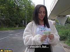 POV dirty public slut fucked outdoor by big white dick