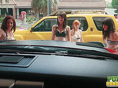 Public Handjobs Sexy Wet Fivesome Car Wash