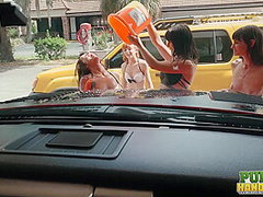Public Handjobs Sexy Wet Fivesome Car Wash