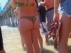Big Buttt Blonde Green Bikini