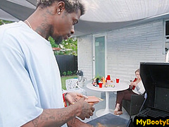 Booty Ebony babe with tattoos outdoor fucked by BBC