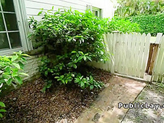 Slim Brunette Brat Bangs Big Cock Outdoor