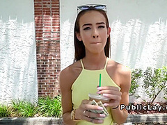 Slim Brunette Brat Bangs Big Cock Outdoor