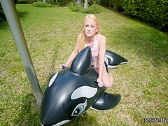 Spinner Blonde Gets Huge Dick Doggy
