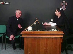 CFNM college sluts suck priest cock in 3way with voyeur nun
