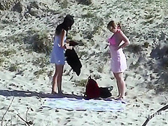 Young Lezzies Love Oil Massage On The Beach