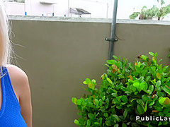 Bubble Butt Blonde Bangs In Garage In Public