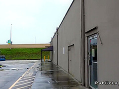 Bubble Butt Blonde Bangs In Garage In Public