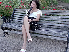 Hot Milf In Public Masturbation With Dildo On Bench In Park. Milfs Public Masturbation With Orgasms