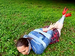 Hot Little Schlgrl Left Strppd And Tied Outside After Escpe